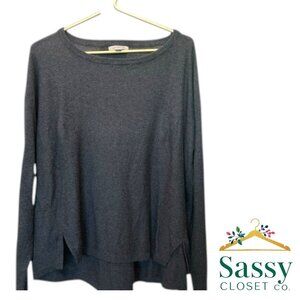 Calvin Klein Jeans Charcoal Gray Cotton Modal Crewneck Sweater Drop Shoulder Wom